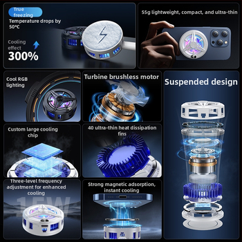 Chladič na telefón s zadným klipom a dvojjadrovým polovodičovým chladením, SR02, 20W, 75g