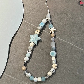 Lanard pentru telefon din mărgele, cu pandantiv pentru cameră, lucrat manual, pentru exterior