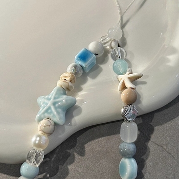 Lanard pentru telefon din mărgele, cu pandantiv pentru cameră, lucrat manual, pentru exterior