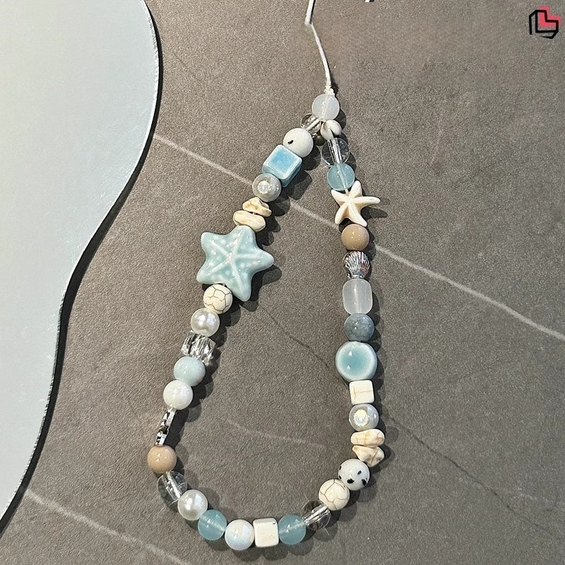 Ručne vyrobený korálkový pútko na telefón s visiacim príveskom pre fotoaparát, na vonkajšie použitie