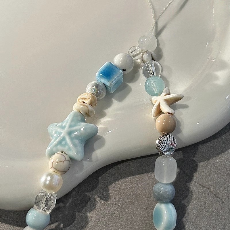 Ručne vyrobený korálkový pútko na telefón s visiacim príveskom pre fotoaparát, na vonkajšie použitie