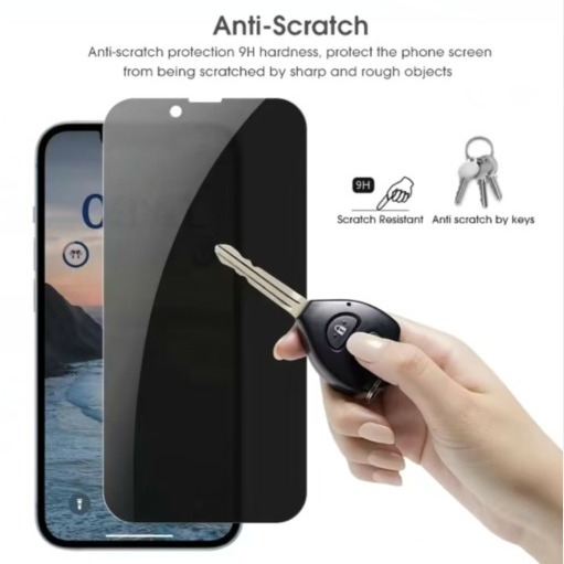 HBQ tvrdené sklo ochranné sklo pre displej pre iPhone 12–14 séria — ochrana súkromia, plné pokrytie, anti-otlačky prstov, samoreparácia