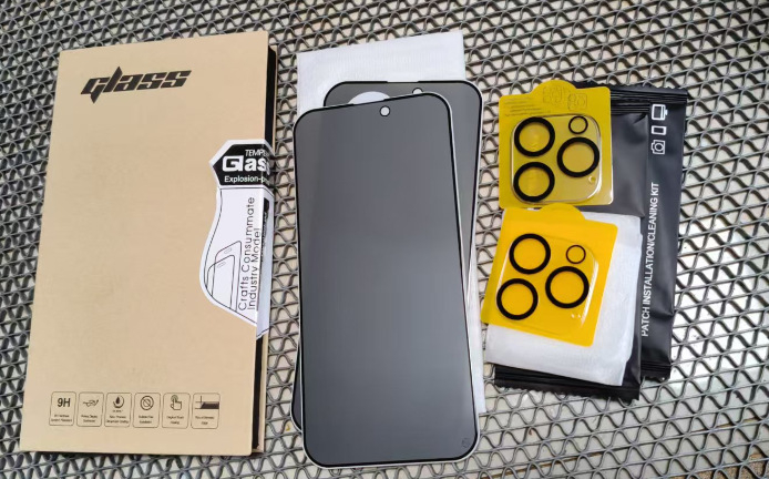 HBQ tvrdené sklo ochranné sklo pre displej pre iPhone 12–14 séria — ochrana súkromia, plné pokrytie, anti-otlačky prstov, samoreparácia