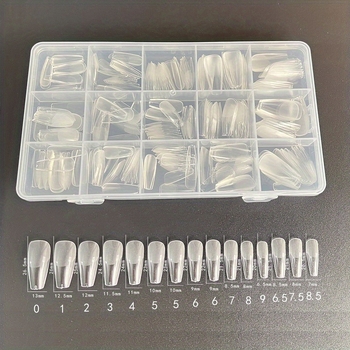 Set 330 komada coffin oblikovanih vrhova za nokte, mekani gel, polumat završni sloj