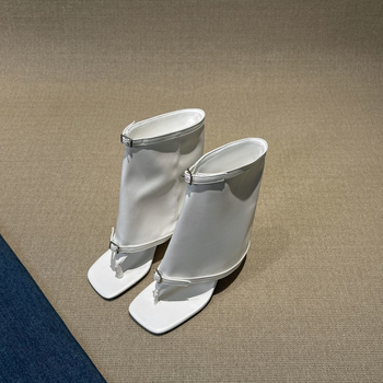 Rimske sandale s PU gornjim dijelom, kvadratni vrh, tanak peta 6-8 cm, korejski stil