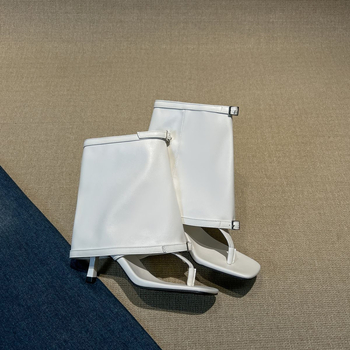 Rimske sandale s PU gornjim dijelom, kvadratni vrh, tanak peta 6-8 cm, korejski stil