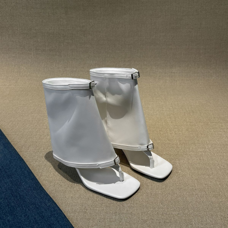 Rimske sandale s PU gornjim dijelom, kvadratni vrh, tanak peta 6-8 cm, korejski stil