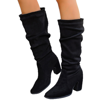 Ženske modne čizme: oštar vrh, široki potpet, visok shaft (gornji dio od sintetičke kože, EVA uložak, gumasta potplat)