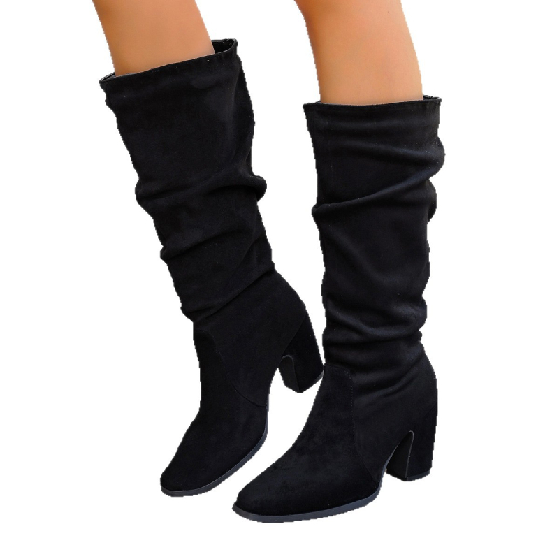 Ženske modne čizme: oštar vrh, široki potpet, visok shaft (gornji dio od sintetičke kože, EVA uložak, gumasta potplat)