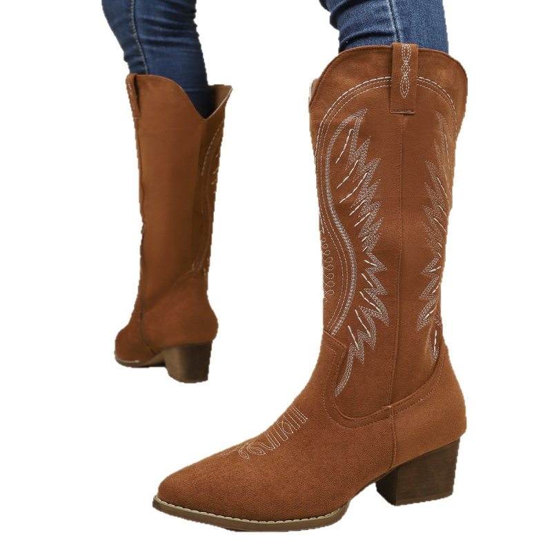 Ženske izvezeni martinske čizme s visokim gornjim dijelom, pamukom u gornjem dijelu, debeli potpetica, bočni zatvarač