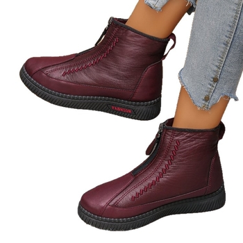 Ženske zimske čizme - debeli fleece presvlaka, PU gornji dio, gumena potplata, zatvarač, niski shaft, zima