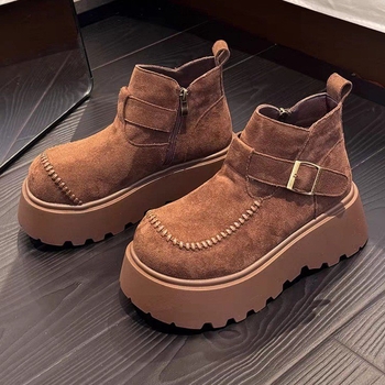 Ženske Martin čizme, gornji dio od mikrovlakna, gumena potplata, okrugli vrh, debeli srednji pet, niski shaft