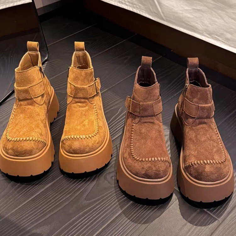 Ženske Martin čizme, gornji dio od mikrovlakna, gumena potplata, okrugli vrh, debeli srednji pet, niski shaft