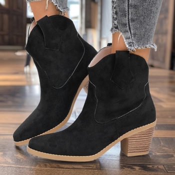 Martin čizme od velura, okrugli vrh, niski shaft, 6–8 cm visoki pet, PU ulošak