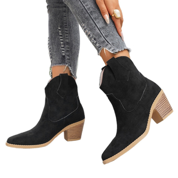 Martin čizme od velura, okrugli vrh, niski shaft, 6–8 cm visoki pet, PU ulošak