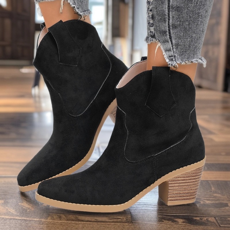 Martin čizme od velura, okrugli vrh, niski shaft, 6–8 cm visoki pet, PU ulošak