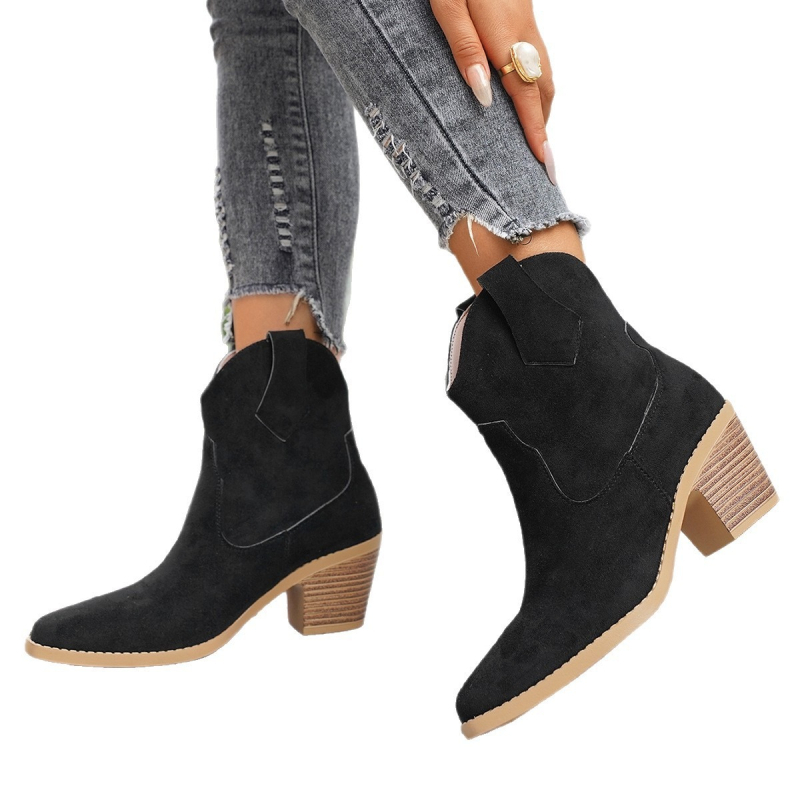 Martin čizme od velura, okrugli vrh, niski shaft, 6–8 cm visoki pet, PU ulošak