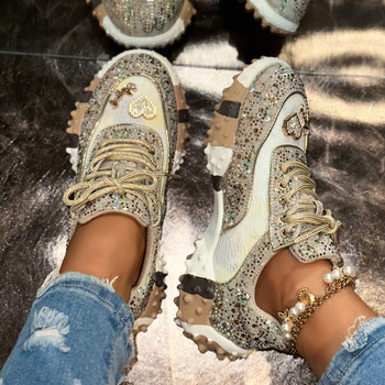 Ženske casual tenisice PU+ mreža gornji dio, okrugli vrh, klin 3–5 cm, vezanje, protuklizna đon