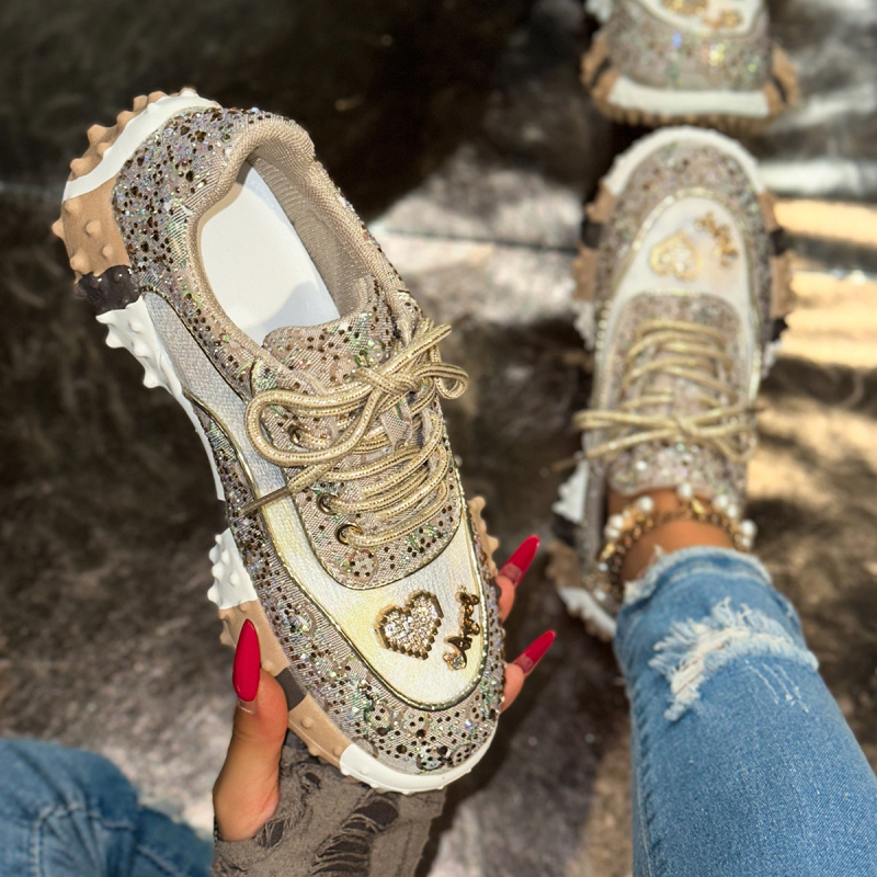 Ženske casual tenisice PU+ mreža gornji dio, okrugli vrh, klin 3–5 cm, vezanje, protuklizna đon