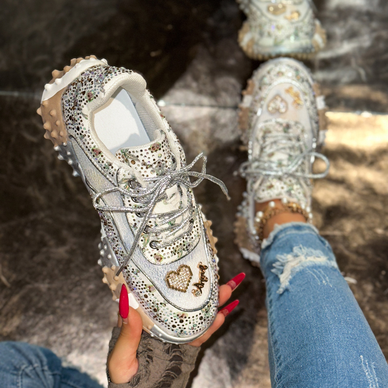 Ženske casual tenisice PU+ mreža gornji dio, okrugli vrh, klin 3–5 cm, vezanje, protuklizna đon