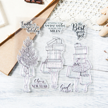 Ștampilă din silicon pentru decorarea hârtiei, design Anul Nou cu 3 figuri, material: matriță din oțel cu carbon, fabricație: turnare, cod produs: YX1635