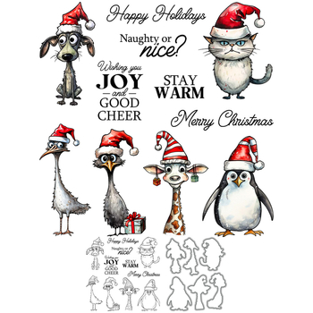 Ștampilă transparentă pentru embosare, cu motiv animal în pălărie, din oțel carbon și silicon, pentru decorarea caietelor