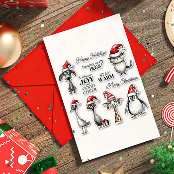 Ștampilă transparentă pentru embosare, cu motiv animal în pălărie, din oțel carbon și silicon, pentru decorarea caietelor