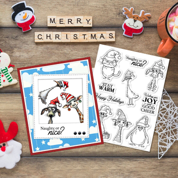 Ștampilă transparentă pentru embosare, cu motiv animal în pălărie, din oțel carbon și silicon, pentru decorarea caietelor