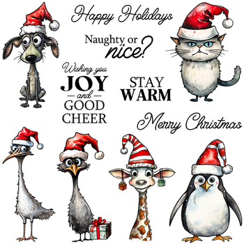 Ștampilă transparentă pentru embosare, cu motiv animal în pălărie, din oțel carbon și silicon, pentru decorarea caietelor