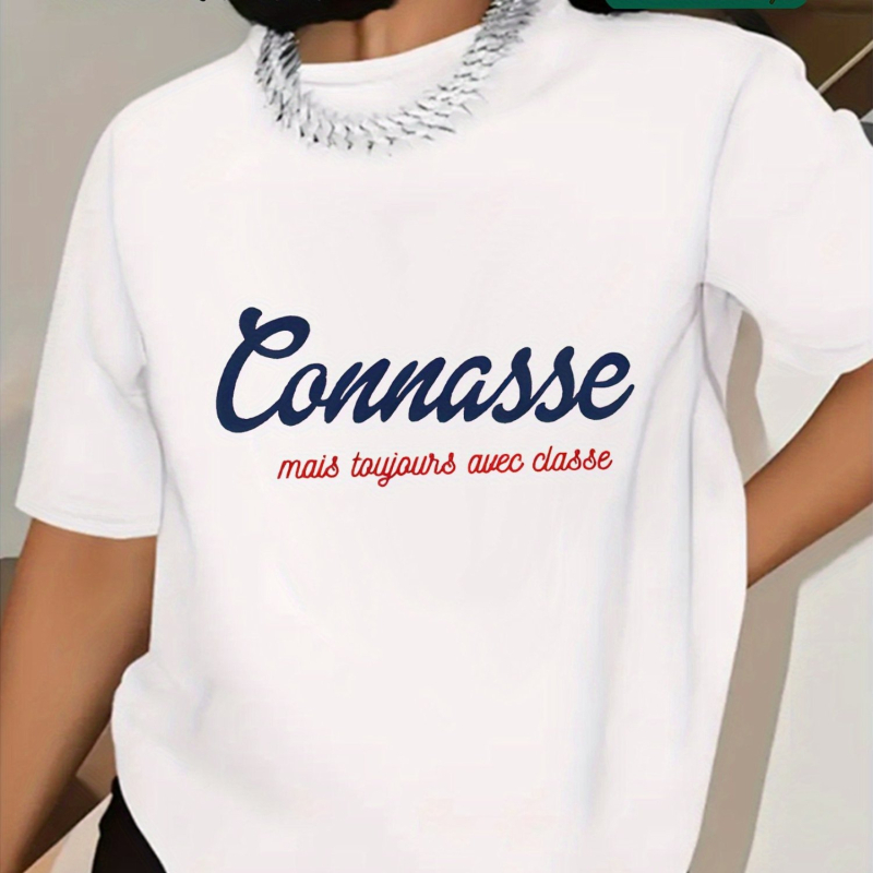 Ženski pamučni T‑shirt s otiskom, okrugli izrez, kratki rukavi, 95%+ pamuk, pulover stil