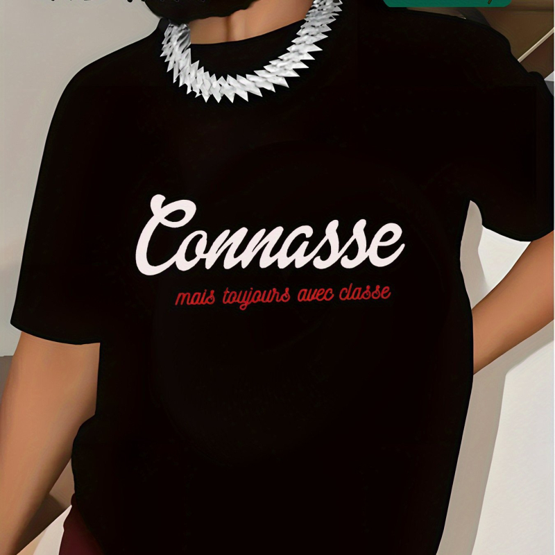 Ženski pamučni T‑shirt s otiskom, okrugli izrez, kratki rukavi, 95%+ pamuk, pulover stil