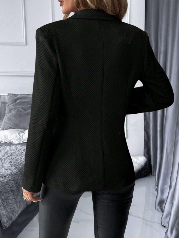 Ženski blejzer slim fit, poliester s elastanom, rever, dugi rukavi, zatvaranje na jedno dugme