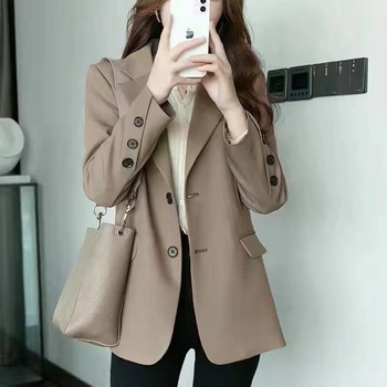 Naistele bleiser lotuse leheka kaelusega, kroonlehe kujulised varrukad, ühe rea nuppudega sulgumine, polüester, kevad/sügis, vaba lõige