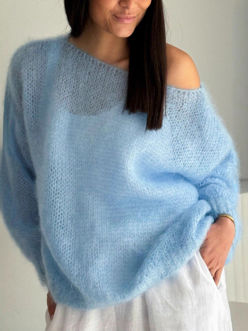 Ležerni pulover od poliestera s brodskim izrezom i prorezima