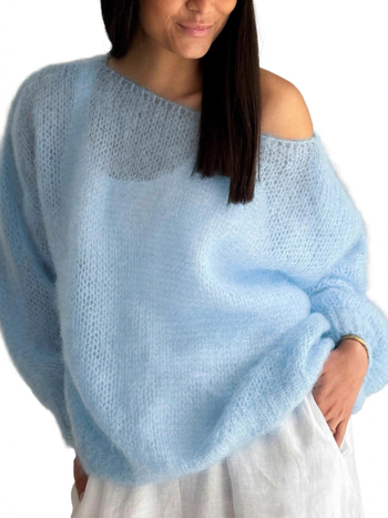 Ležerni pulover od poliestera s brodskim izrezom i prorezima