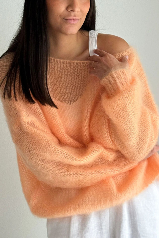 Ležerni pulover od poliestera s brodskim izrezom i prorezima