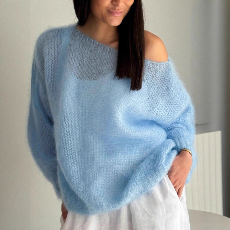 Ležerni pulover od poliestera s brodskim izrezom i prorezima