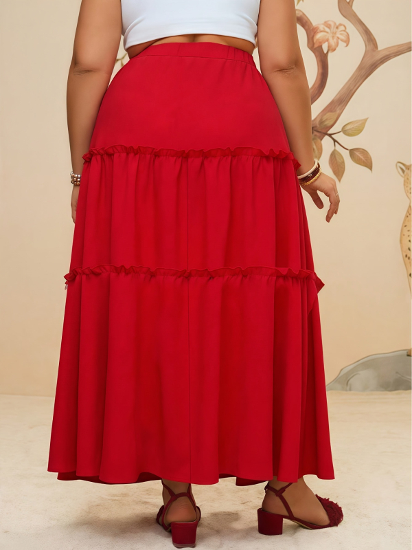 Volanų sijonas, poliesteris, ilgas, gatvės stilius, rudens 2025