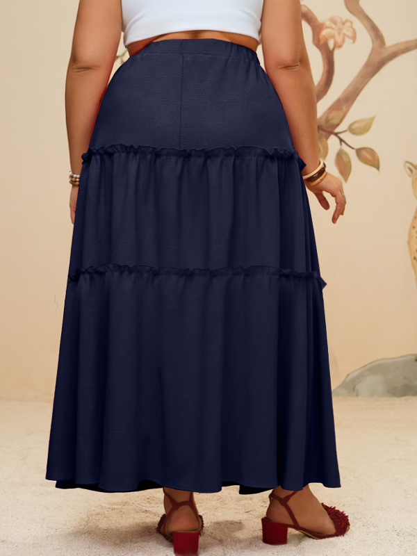 Volanų sijonas, poliesteris, ilgas, gatvės stilius, rudens 2025