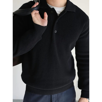 Polo tričko s dlhým rukávom, jednofarebné, voľný strih, tkanina z polyesterovej zmesi