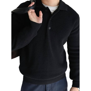 Polo tričko s dlhým rukávom, jednofarebné, voľný strih, tkanina z polyesterovej zmesi