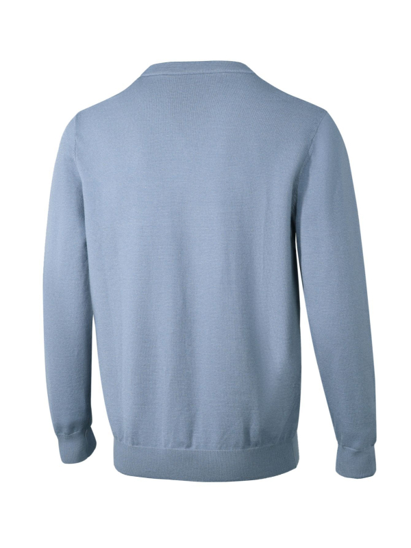 Muški džemper s jacquardom i kariranim uzorkom, V-izrezom, dugim rukavima, straight krojem, debeli pleteni materijal, sintetičko vlakno smjesa (50% viskoze)