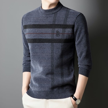 Meeste villane kampsun fleece voodriga, ümmarguse kaelusega, vaba lõige, paks kudum