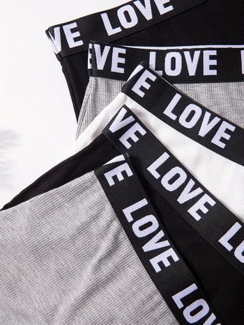 Letter Tape Boyshorts – Normalan kroj, mekana pamuk, prozračan, visok struk