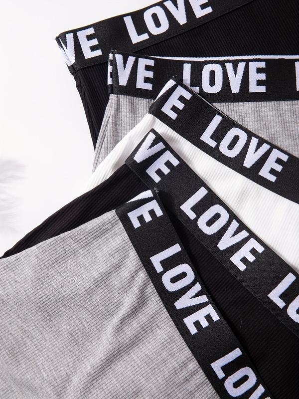 Letter Tape Boyshorts – Normalan kroj, mekana pamuk, prozračan, visok struk