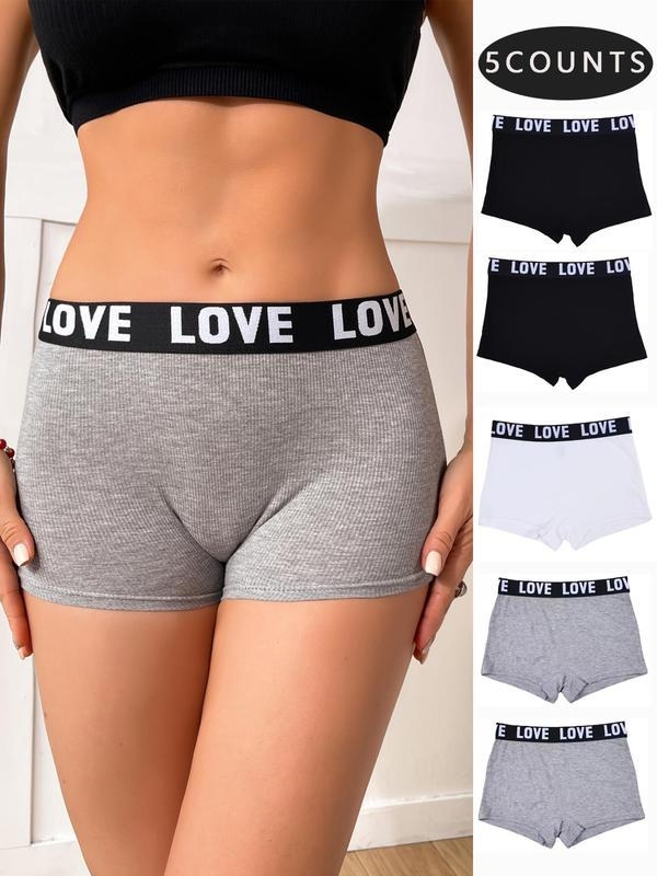 Letter Tape Boyshorts – Normalan kroj, mekana pamuk, prozračan, visok struk