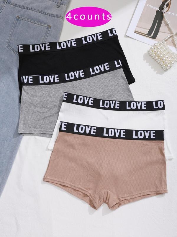 Letter Tape Boyshorts – Normalan kroj, mekana pamuk, prozračan, visok struk