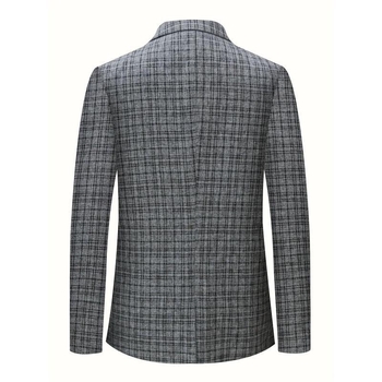 Kasdienis vyriškas kostiumas iš lino-korduro audinio, siauras siluetas, vieno mygtuko, rever, pavasaris 2025