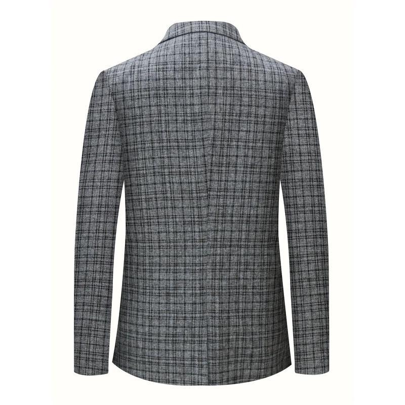 Kasdienis vyriškas kostiumas iš lino-korduro audinio, siauras siluetas, vieno mygtuko, rever, pavasaris 2025