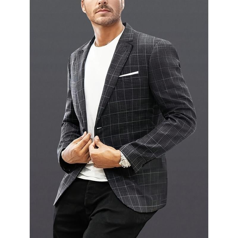 Kasdienis vyriškas kostiumas iš lino-korduro audinio, siauras siluetas, vieno mygtuko, rever, pavasaris 2025